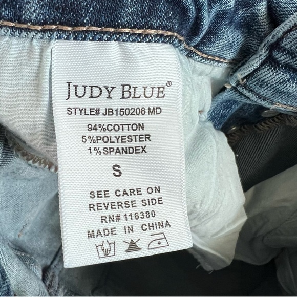 Judy Blue Shorts Women Small Cut Off Jean Button Fly Medium Wash Stretch Fitted - Picture 5 of 8